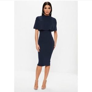 Missguided Frill Overlay Navy Dress